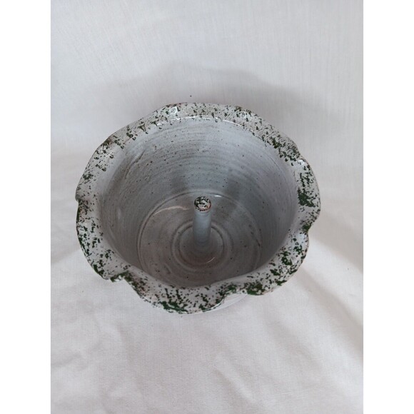 Owens Pottery Apple Cooking Bowl Gray Green Stamped Seagrove NC - Picture 2 of 8